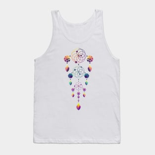 Dream Data Catcher Triple Tier | Rose Curves Circles White Tank Top